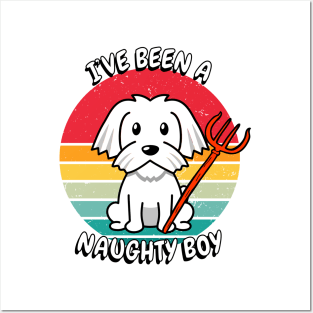 ive been a naughty boy - white dog Posters and Art